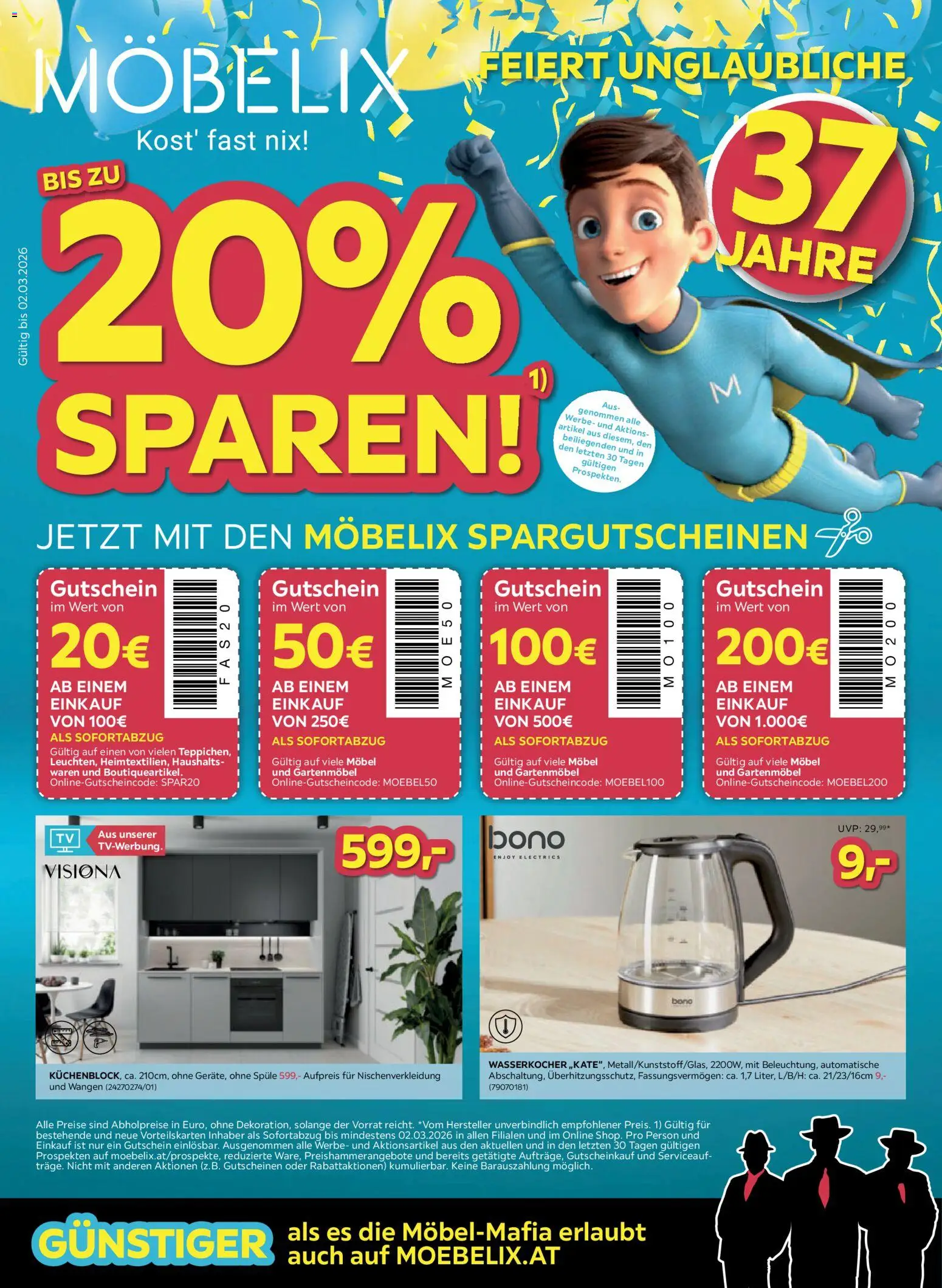 Möbelix Angebote gültig ab 23.02.2026 | Seite: 1 | Produkte: Wasserkocher, Gartenmöbel