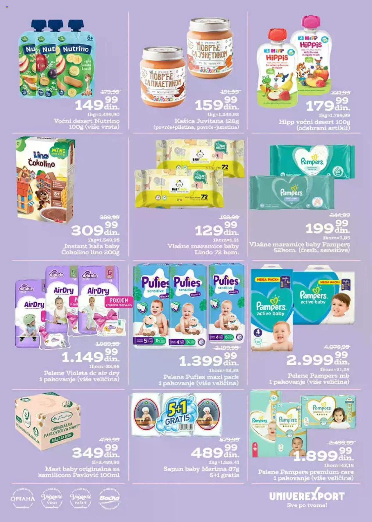 Univerexport katalog - važi od 18.08.2025 | Strana: 25 | Proizvode: Pampers, Mast, Sapun, Pelene