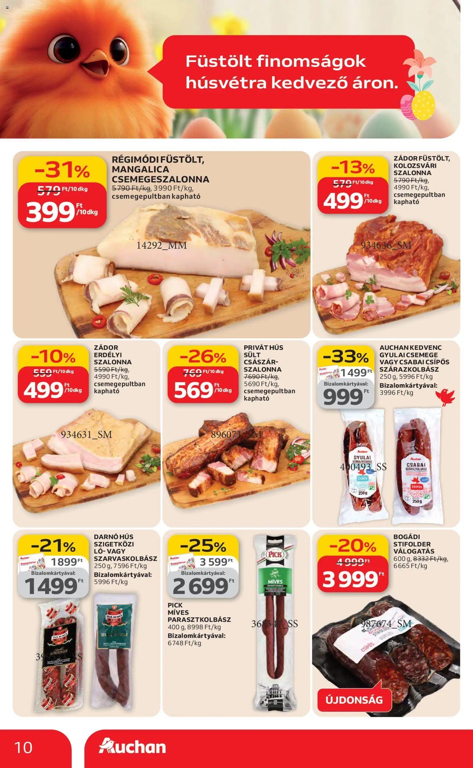 Auchan akciós ujság - amely érvényes a következő dátumtól: 26.02.2026 | Oldal: 10 | Termékek: Hús, Pick, Szalonna