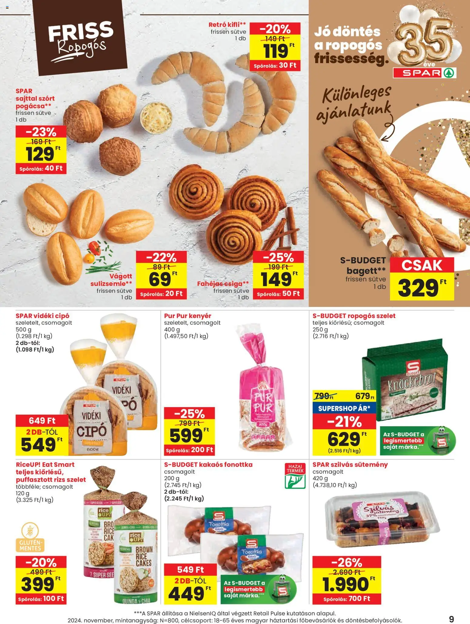 Spar akciós ujság - amely érvényes a következő dátumtól: 02.01.2026 | Oldal: 9 | Termékek: Knäckebrot, Kifli, Puffasztott rizs, Pogácsa