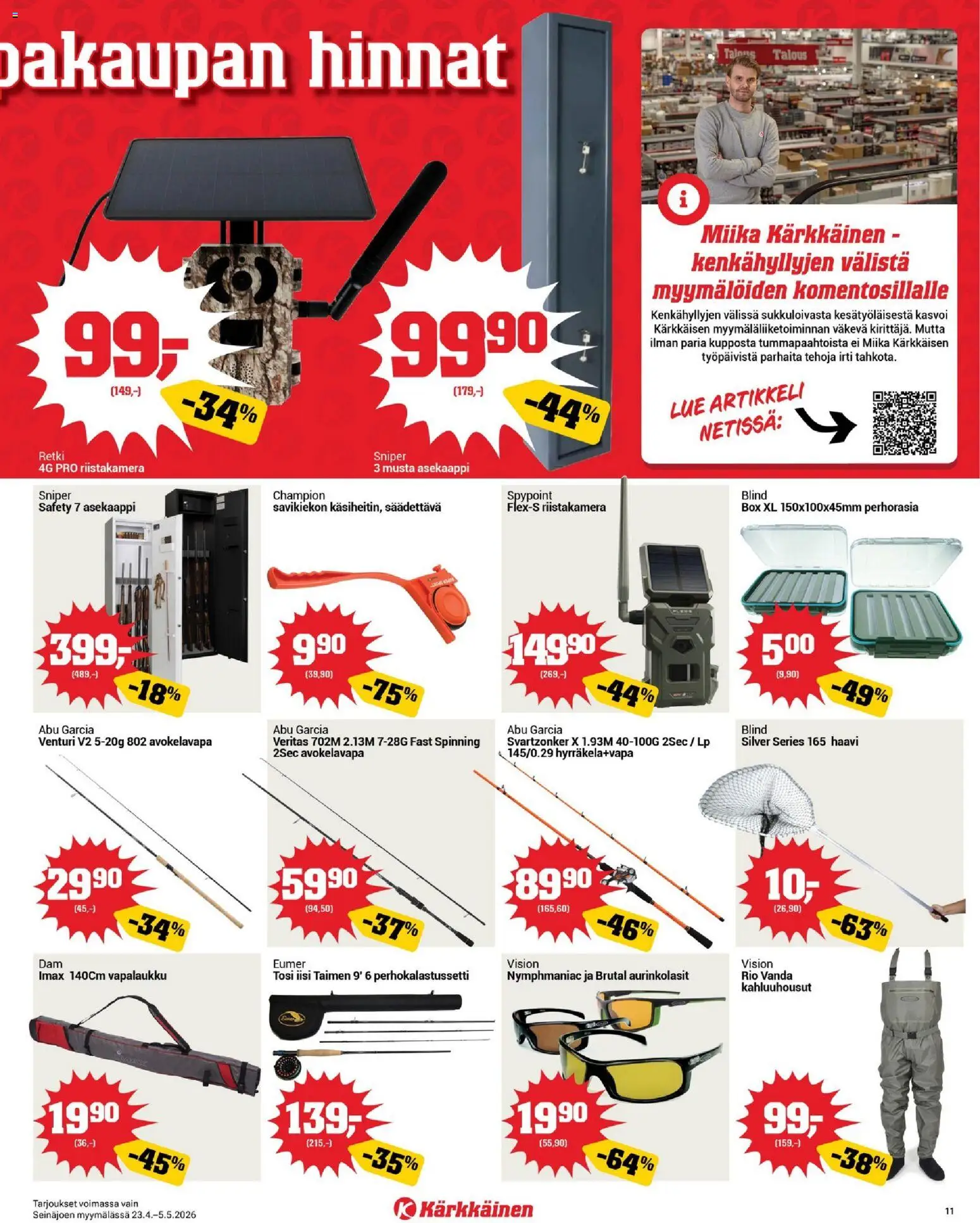 Kärkkäinen tarjoukset - Seinäjoen alue – voimassa 23.04.2026 alkaen | Sivu: 11 | Tuotteet: Aurinkolasit, Haavi