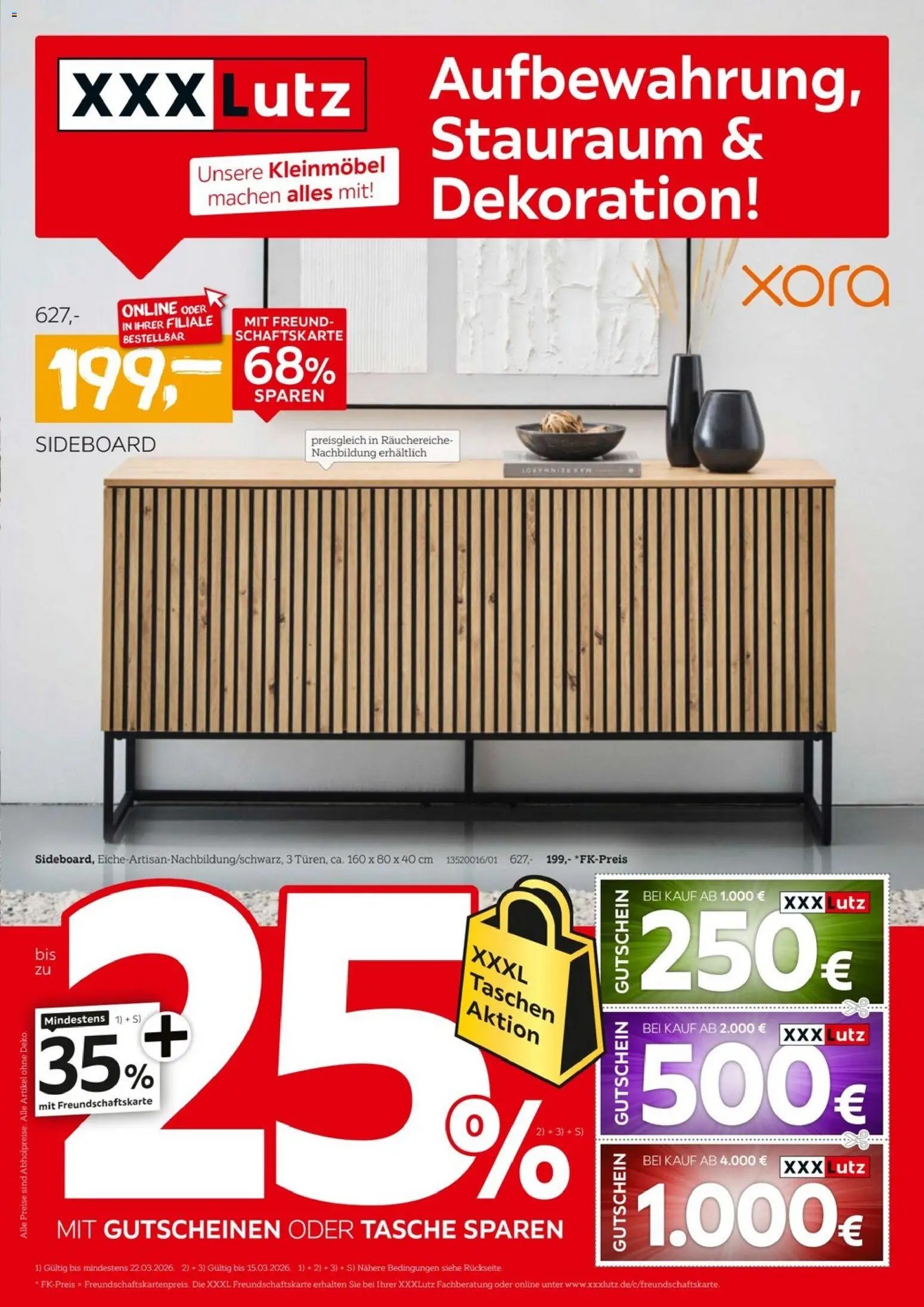 XXXL Lutz Aufbewahrung & Deko – gültig ab 08.03.2026 | Seite: 1 | Produkte: Tasche, Sideboard