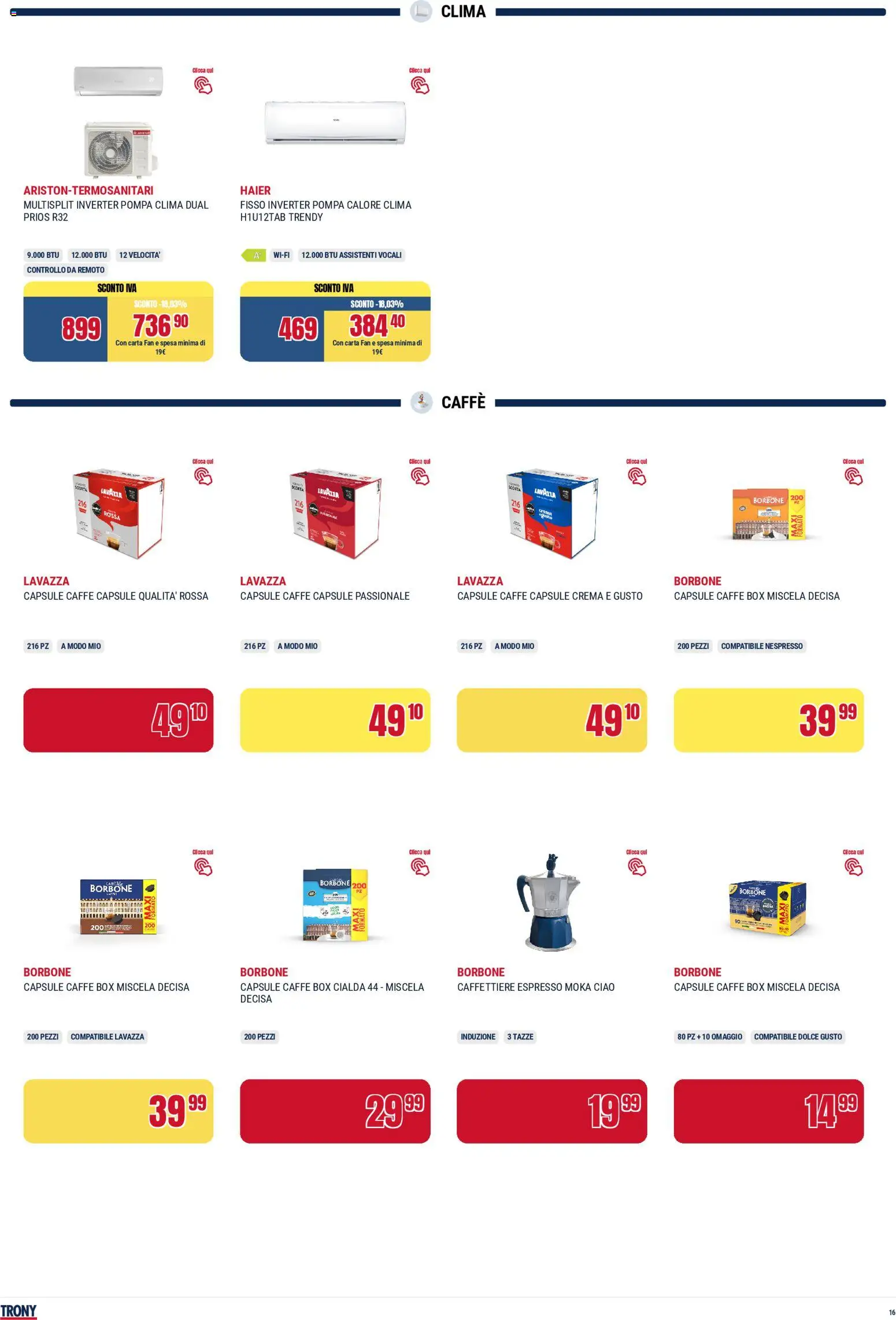 Volantino Trony del 02.04.2026 | Pagina: 16 | Prodotti: Crema, Caffè, Lavazza, Fan