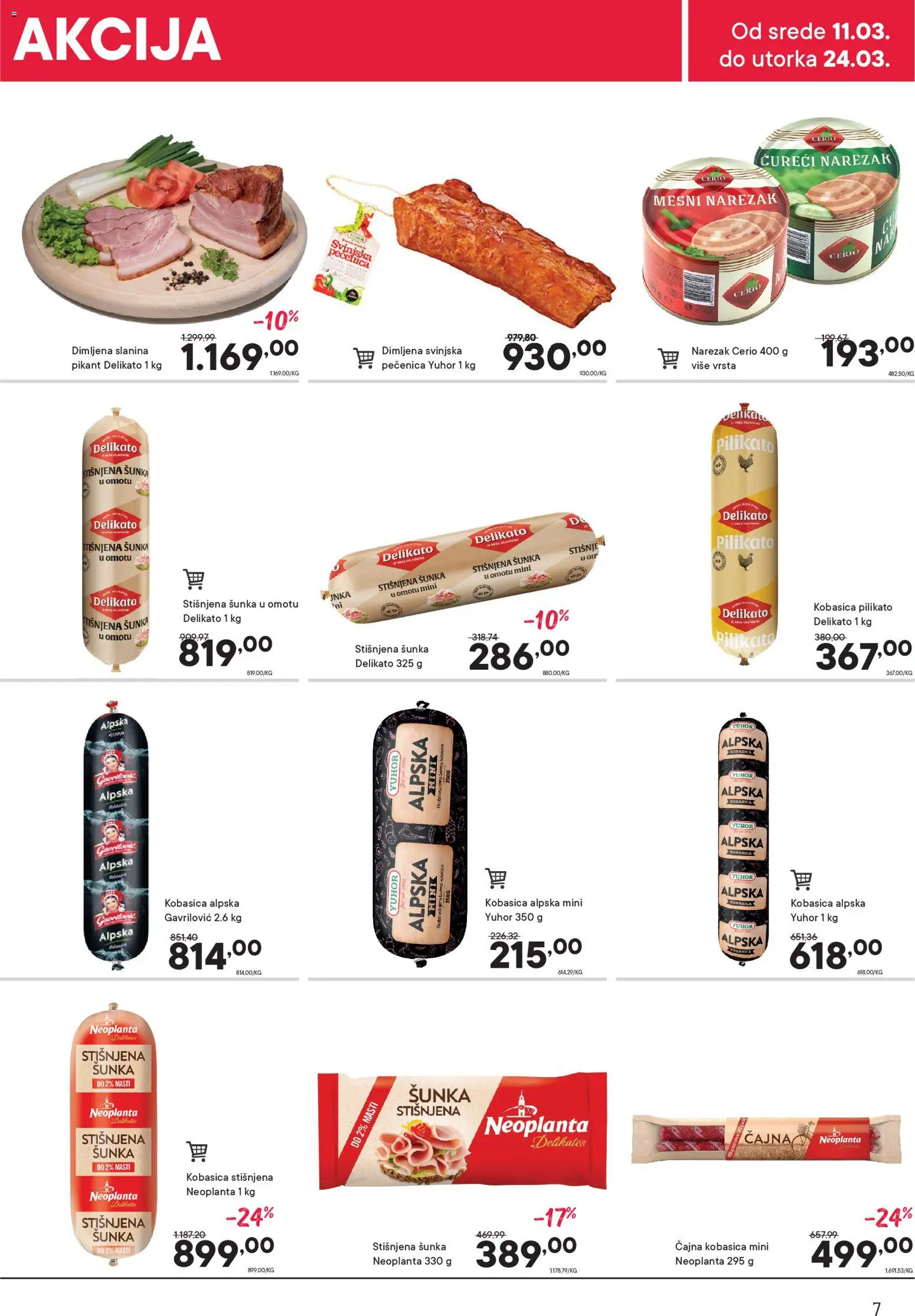 PerSu katalog - važi od 11.03.2026 | Strana: 7 | Proizvode: Narezak, Kobasica, Pečenica, Mesni narezak