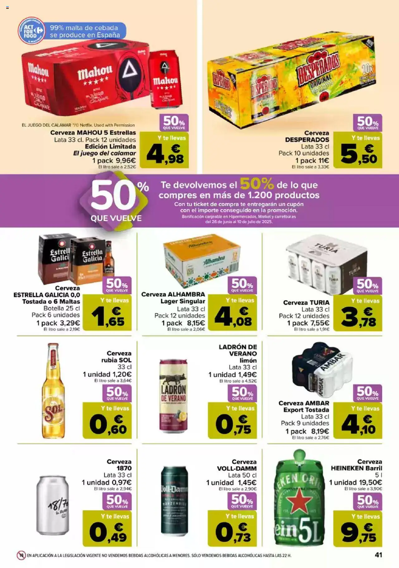 Carrefour folleto │ válido desde el 09.06.2025 | Página: 41 | Productos: Cerveza, Té, Παρμεζάνα, Σπανάκι