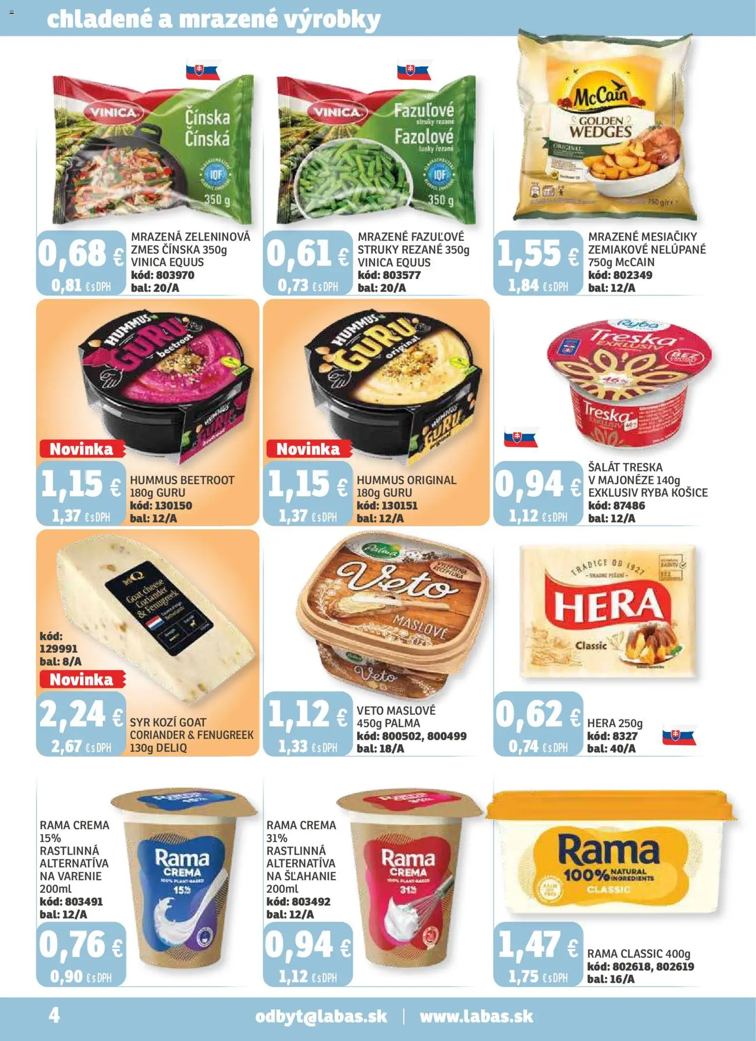 Nové Labaš akcie – leták je platný od 14.11.2025 | Strana: 4 | Produkty: Syr, Šalát, Rama, Hera