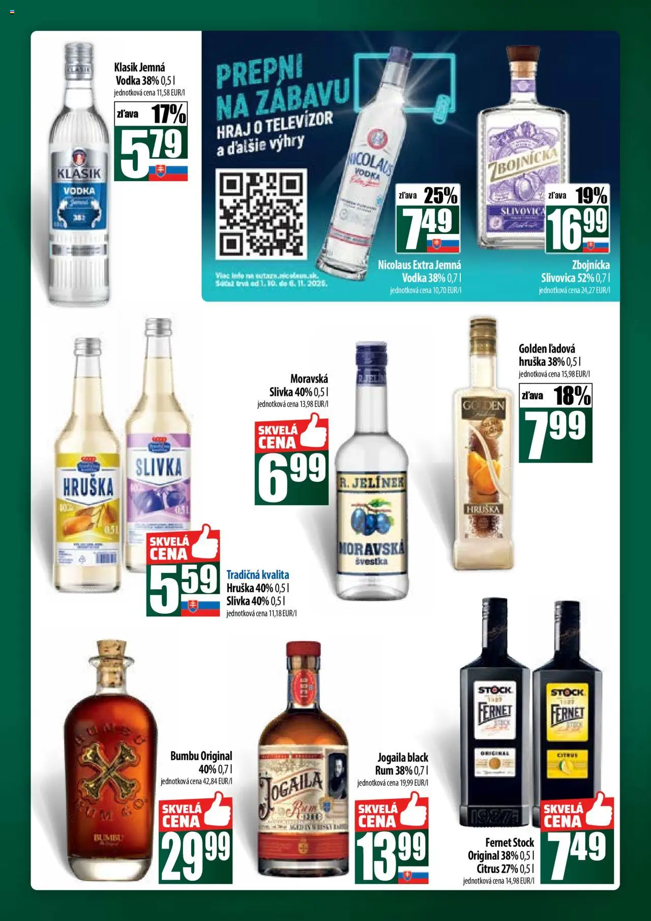 Nové COOP Jednota akcie – leták je platný od 09.10.2025 | Strana: 51 | Produkty: Televízor, Slivovica, Fernet Stock, Rum