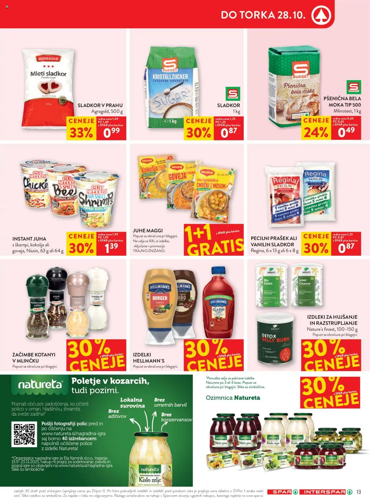 Novi Spar katalog ponudbe – veljaven od 22.10.2025 | Stran: 15 | Izdelki: Prašek, Moka, Zacimbe, Pesa