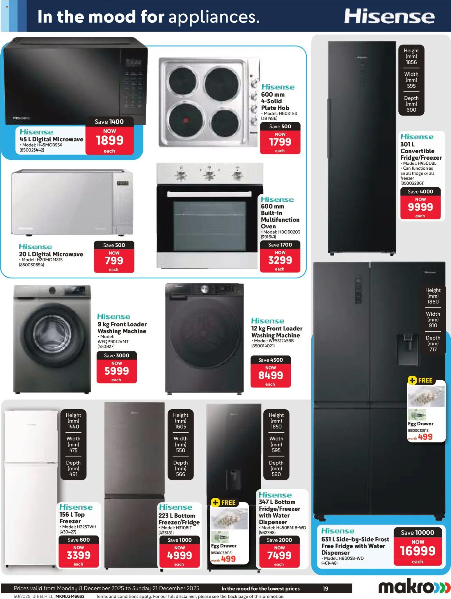 New Makro catalogue – valid from 08.12.2025 | Page: 19 | Products: Oven, Plate, Fridge, Microwave