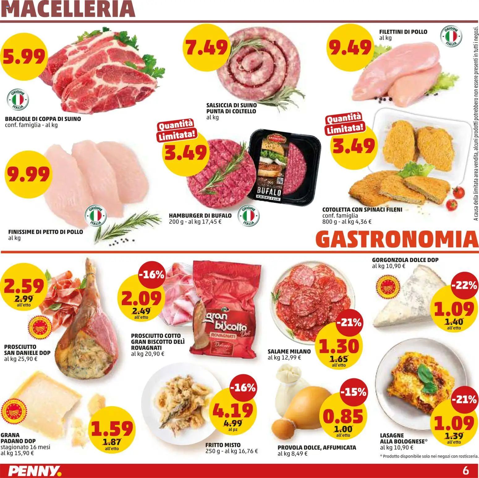 Volantino PENNY del 26.02.2026 | Pagina: 6 | Prodotti: Suino, Grana Padano, Provola, Gorgonzola