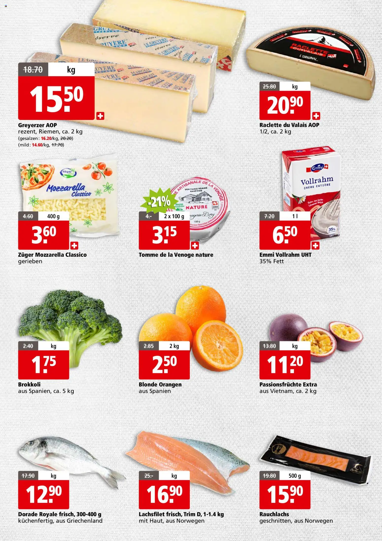 Aligro Aktionen Business Chavannes, Matran, Genf, Sitten – gültig ab 23.02.2026 | Seite: 2 | Produkte: Orangen, Raclette, Creme