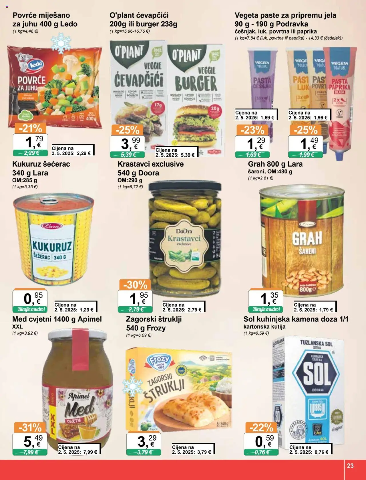 KTC katalog | vrijedi od 22.10.2025 | Stranica: 23 | Proizvodi: Grah, Ledo, Pasta, Vegeta