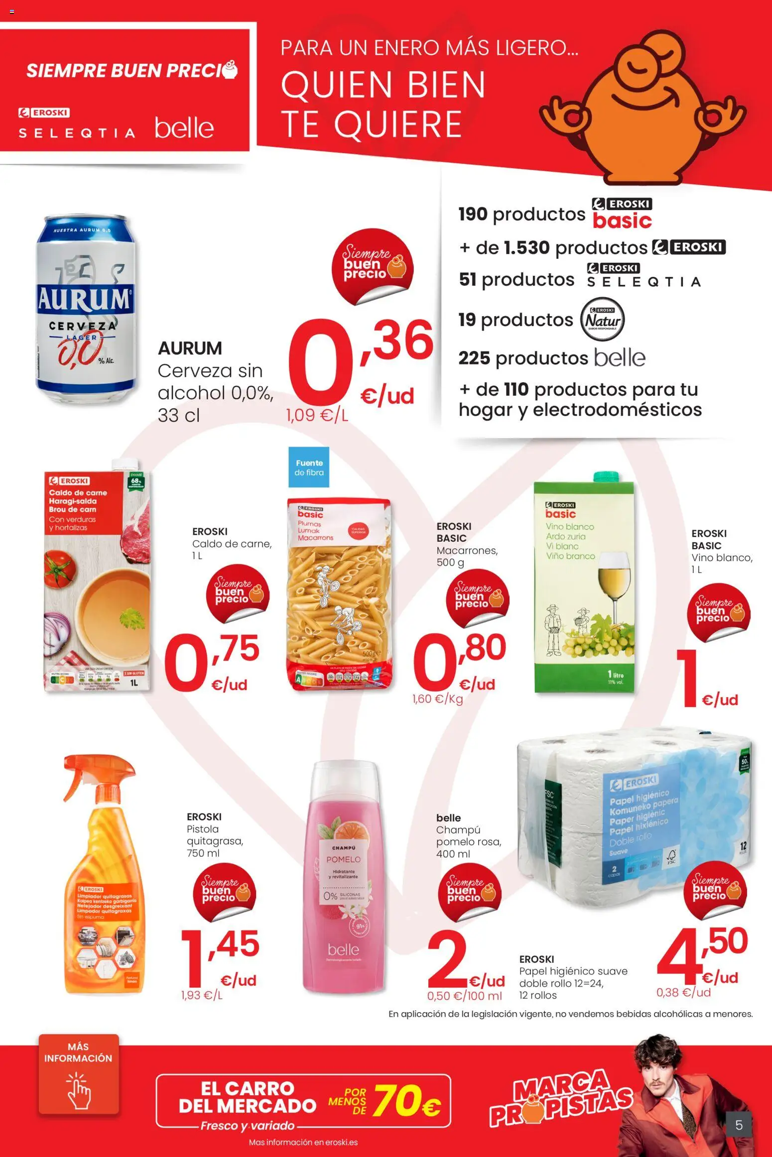 Eroski - Center │ válido desde el 05.01.2026 | Página: 5 | Productos: Champú, Vino, Papel higienico, Té