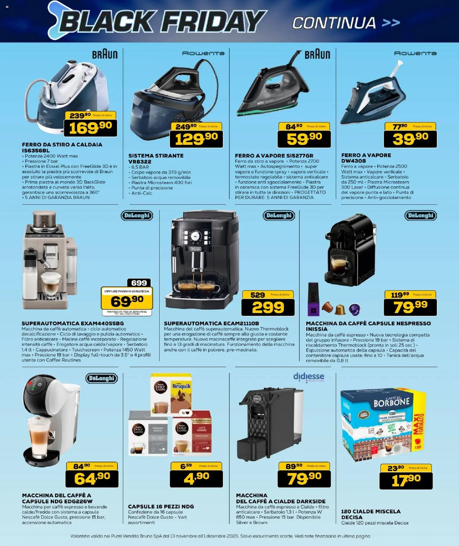 Volantino BRUNO del 13.11.2025 | Pagina: 33 | Prodotti: Macchina da caffe, Caffè, Caldaia, Contenitore
