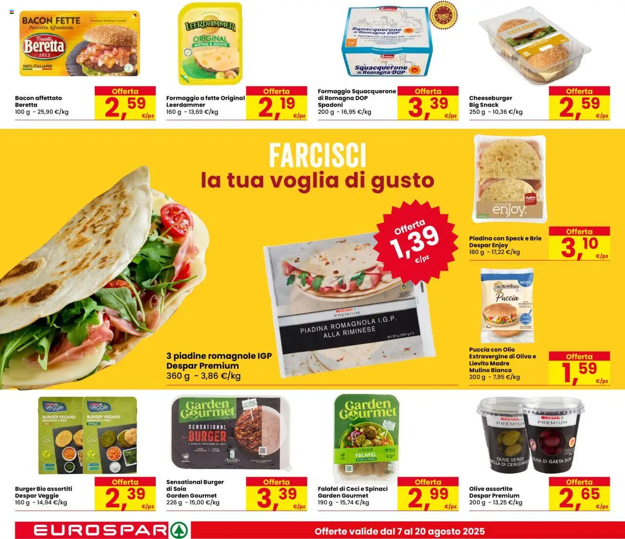 Volantino Despar del 07.08.2025 | Pagina: 10 | Prodotti: Speck, Formaggio, Olio, Piadina