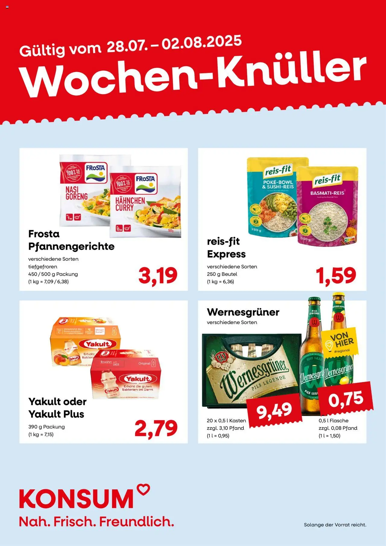 KONSUM Leipzig Prospekt - gültig ab dem 28.07.2025 | Seite: 3 | Produkte: Hahnchen, Basmatireis, Pils, Frosta