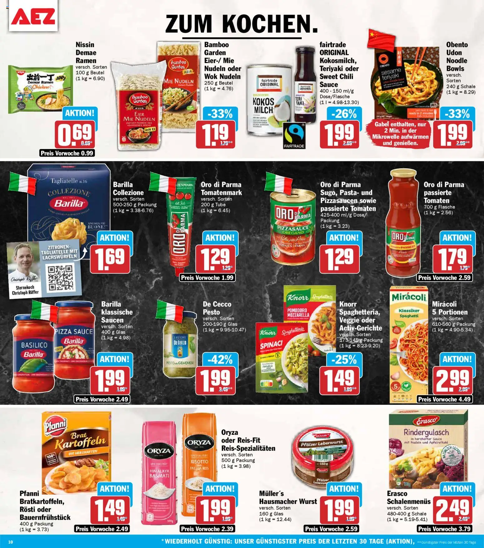AEZ Prospekt 	 – gültig ab 04.05.2026 | Seite: 10 | Produkte: Milch, Eier, Chili, Nudeln