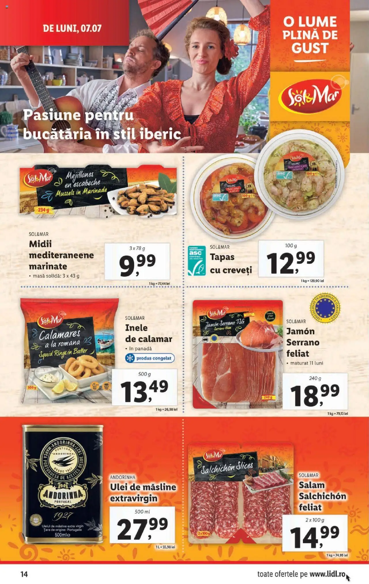 Catalog Lidl – valabil de la 07.07.2025 | Pagină: 14 | Produse: Masă, Măsline, Ulei, Salam