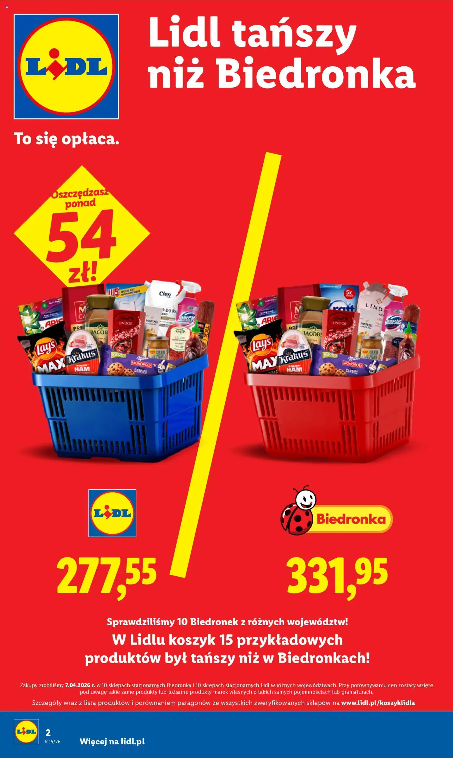 Lidl Polsko leták od 09.04.2026 | Strana: 2 | Produkty: Lindor, Cien, Jacobs, Lay's