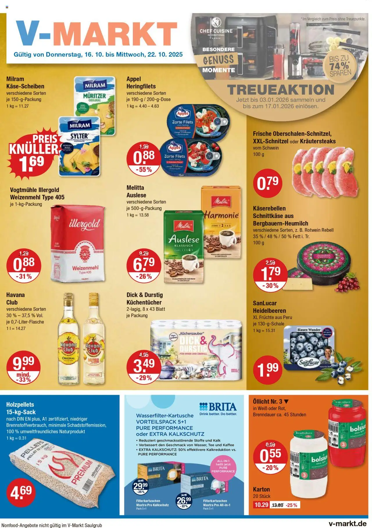 V-Markt - Hallertau / Oberpfalz – gültig ab 16.10.2025 | Seite: 1 | Produkte: Havana club, Weizenmehl, Mango, Tee