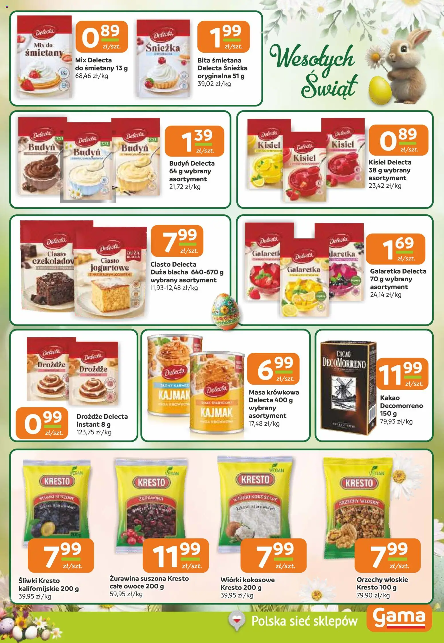 Gama gazetka od 26.03.2026 | Strona: 5 | Produkty: Wiórki kokosowe, Galaretka, Śliwki, Śmietana