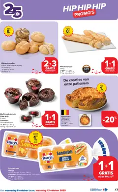 Carrefour - Hypermarkten Promoties  - Voorbeeld van een folder van Carrefour, geldig van 08.10.2025 | Pagina: 17 | Producten: Sandwich, Donuts, Stokbrood, Muffins