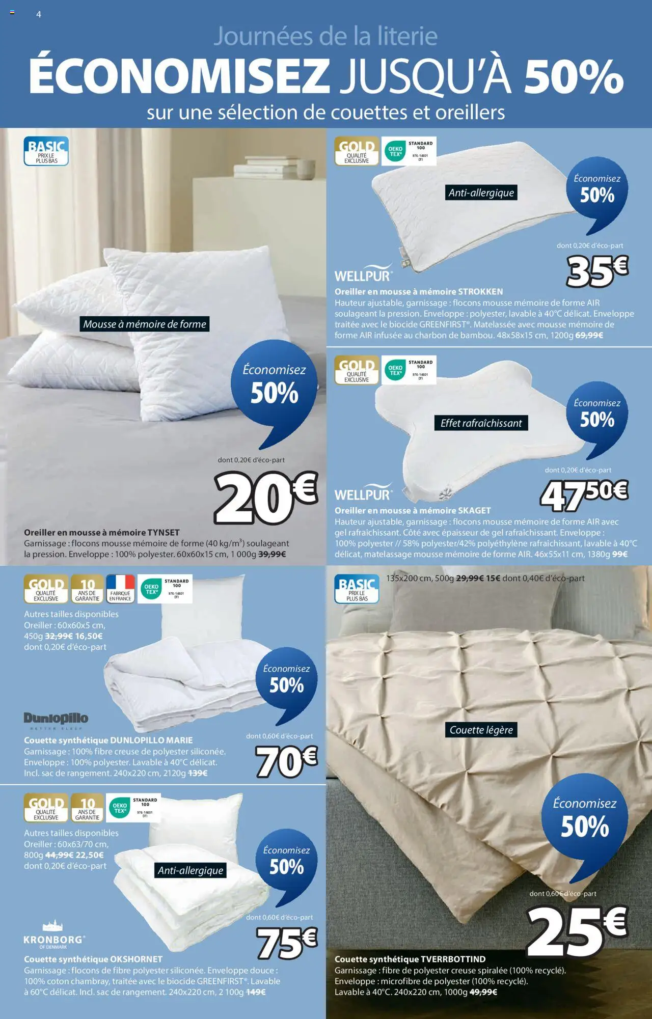  | Page: 4 | Produits: Surmatelas, Enveloppe, Mousse, Literie