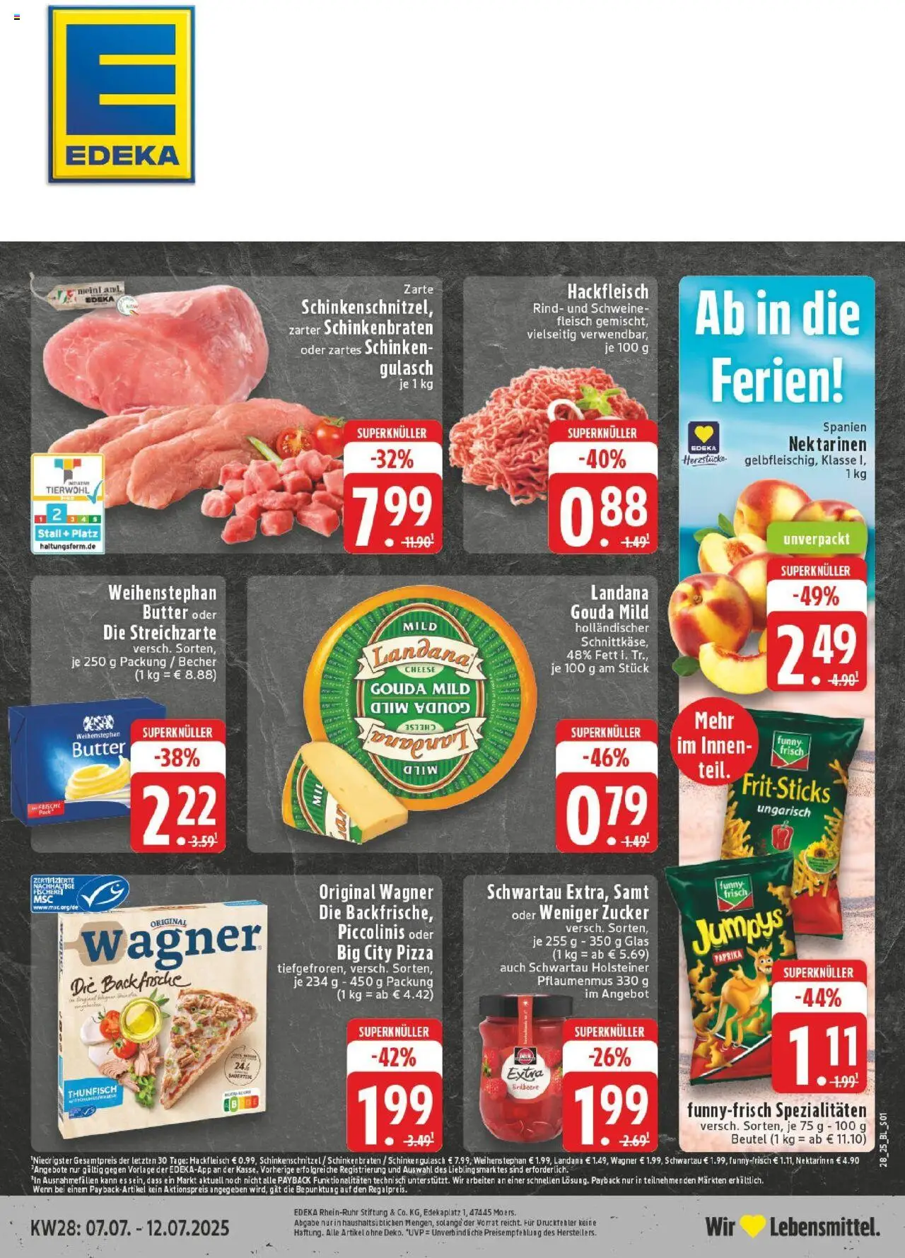 Edeka prospekt Warendorf	 - gültig ab dem 06.07.2025 | Seite: 1 | Produkte: Weihenstephan butter, Gulasch, Schinken, Hackfleisch