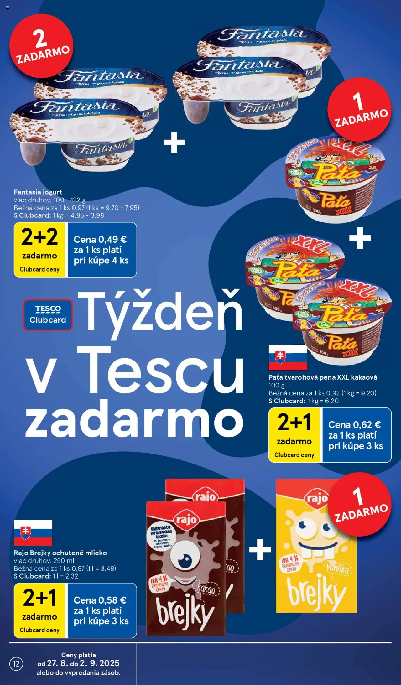 Tesco Hypermarket - leták │ platný od 27.08.2025 | Strana: 12 | Produkty: Mlieko, Jogurt