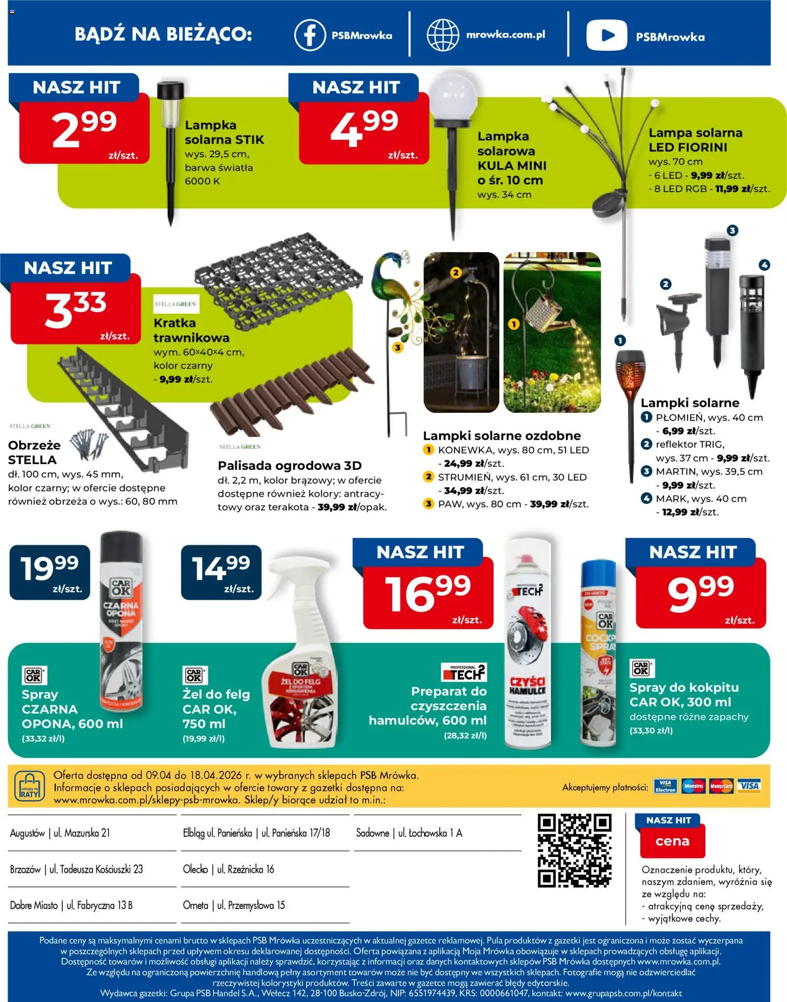 Mrówka gazetka - Elbląg od 09.04.2026 | Strona: 8 | Produkty: Palisada ogrodowa, Lampa solarna, Lampki, Lampa