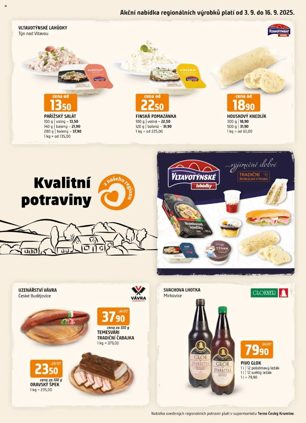 Terno leták - Český Krumlov od 03.09.2025 | Strana: 16 | Produkty: Pivo, Salát, Pomazánka, Potraviny