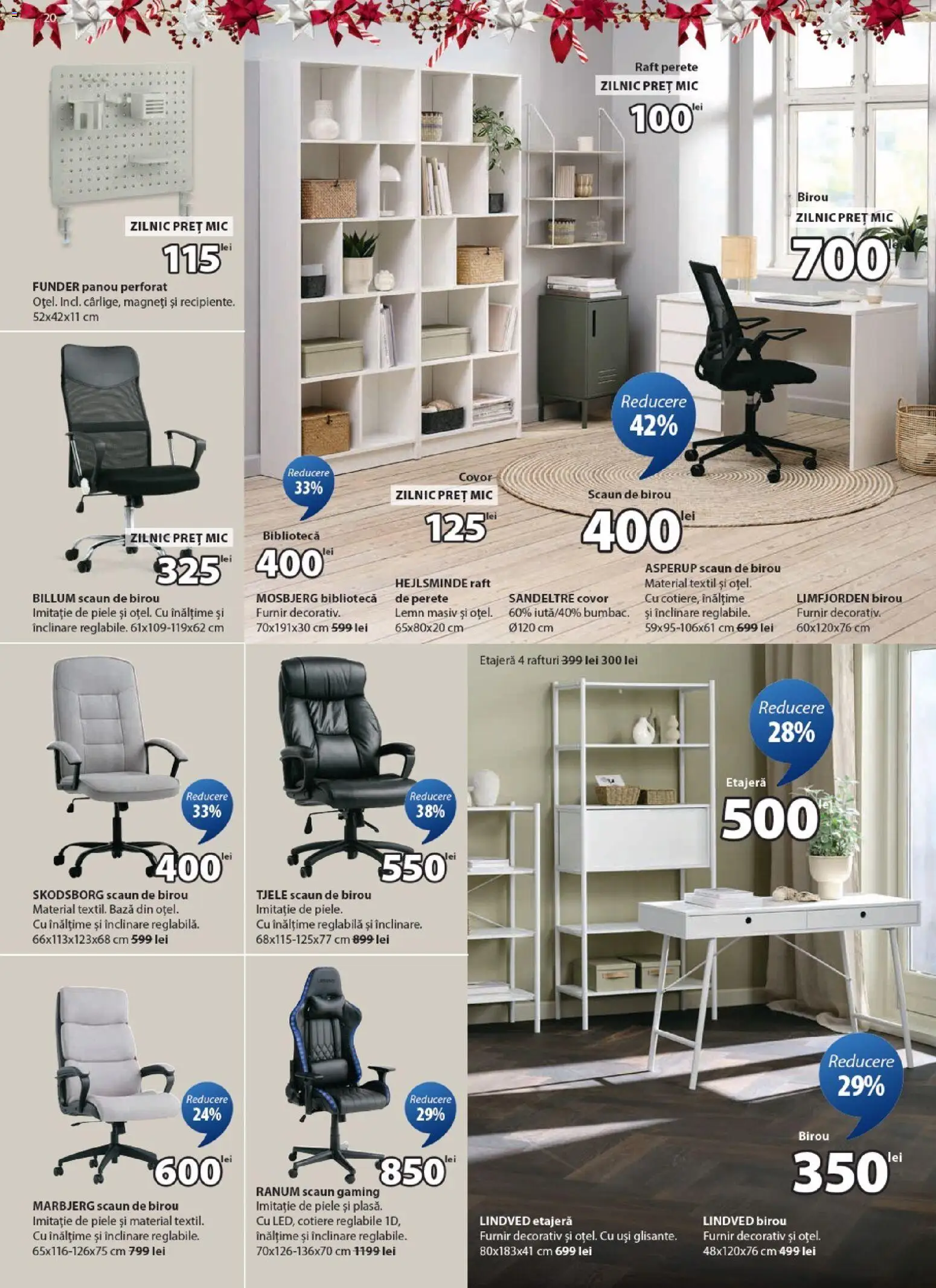 Noul catalog JYSK – valabil de la 25.11.2025 | Pagină: 20 | Produse: Scaun gaming, Raft, Covor, Scaun de birou
