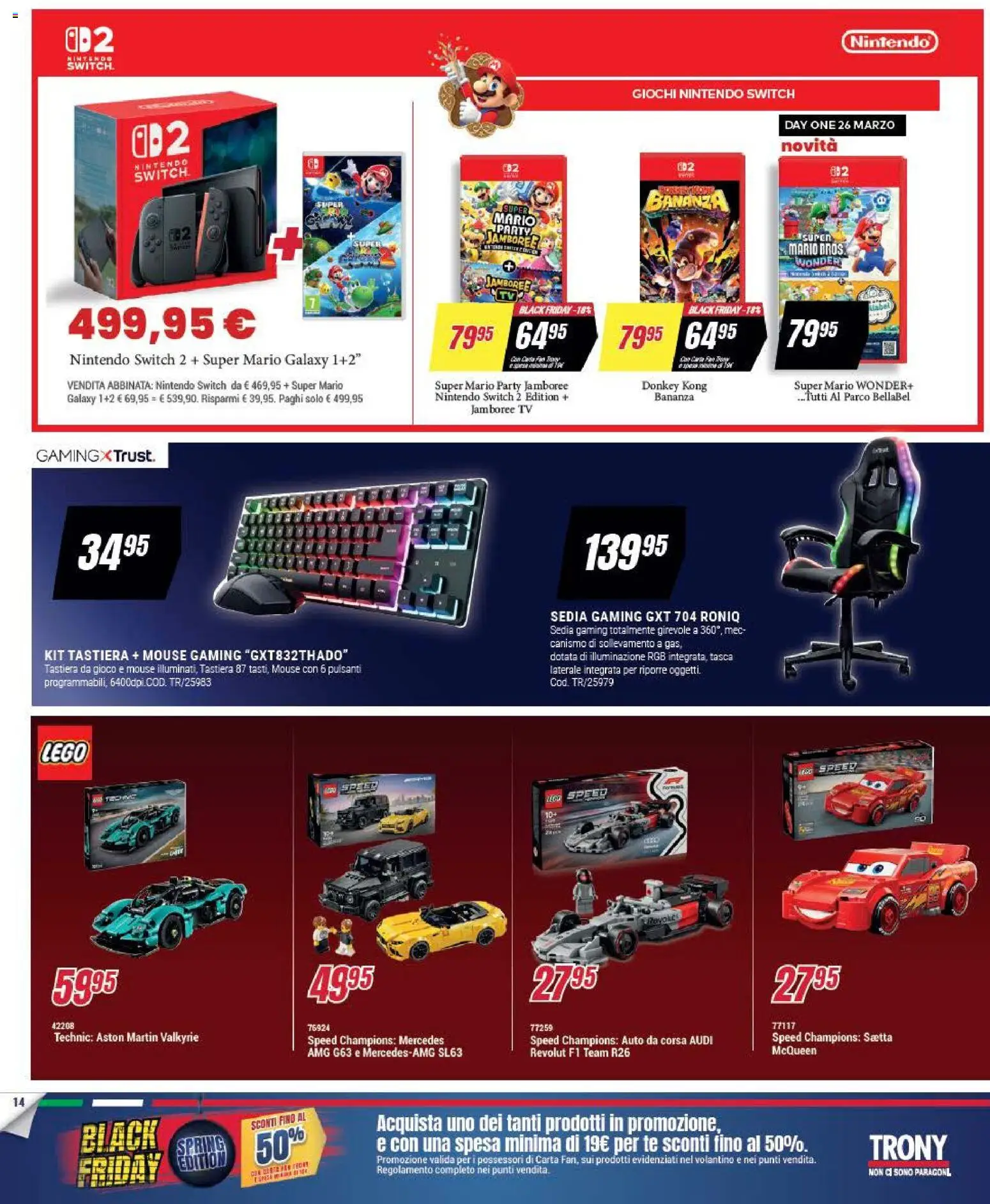Volantino Trony volantino Calabria del 19.03.2026 | Pagina: 14 | Prodotti: Tè, Tastiera, TV, Gioco