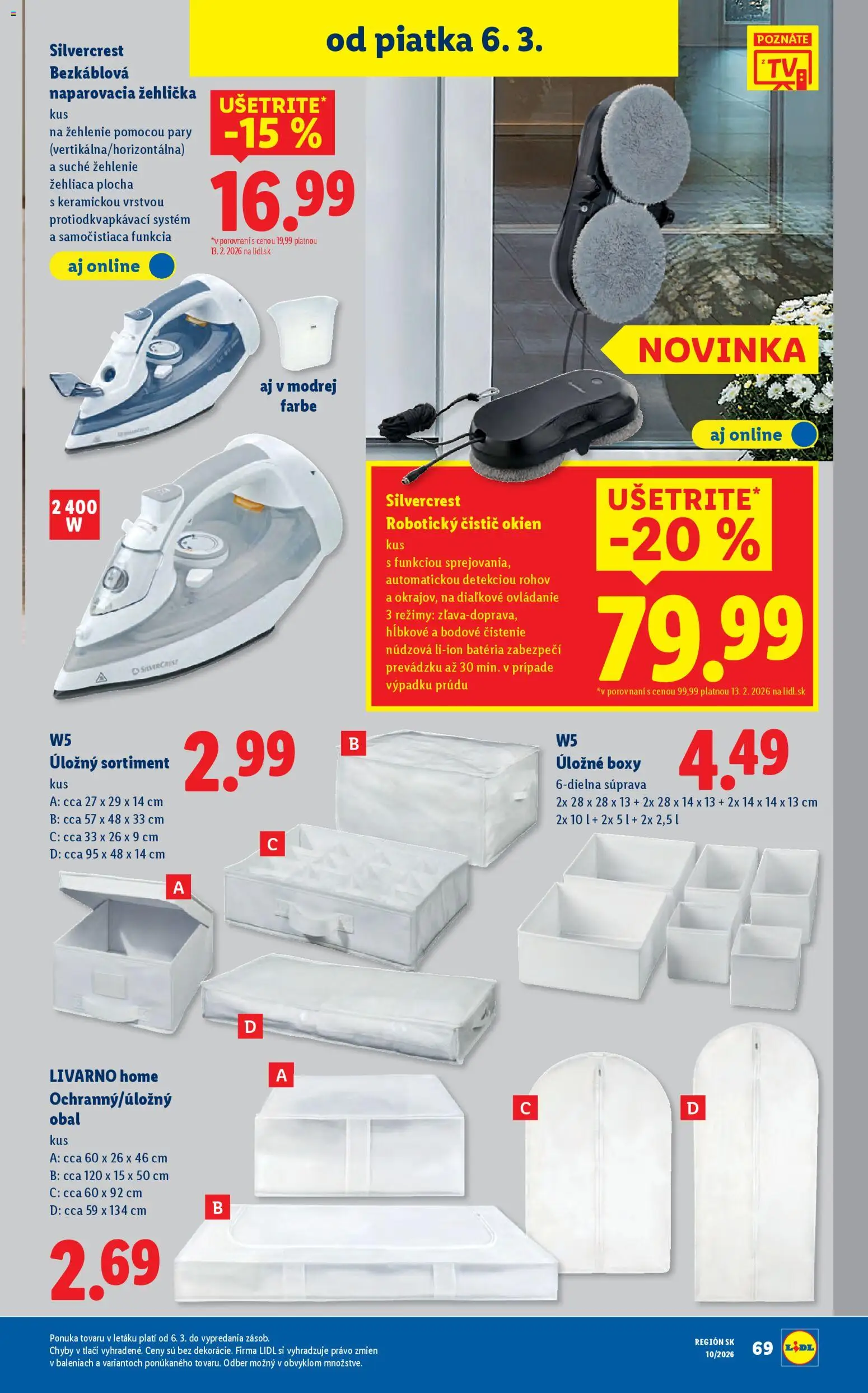 Nové Lidl akcie – leták je platný od 02.03.2026 | Strana: 102 | Produkty: Úložné boxy, Naparovacia žehlička, Žehlička, Čistič okien
