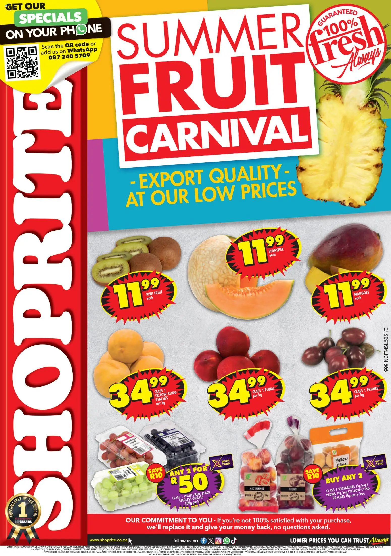 New Shoprite catalogue – valid from 26.01.2026 | Page: 1 | Products: Phone, Kiwi, Nectarines, Grapes