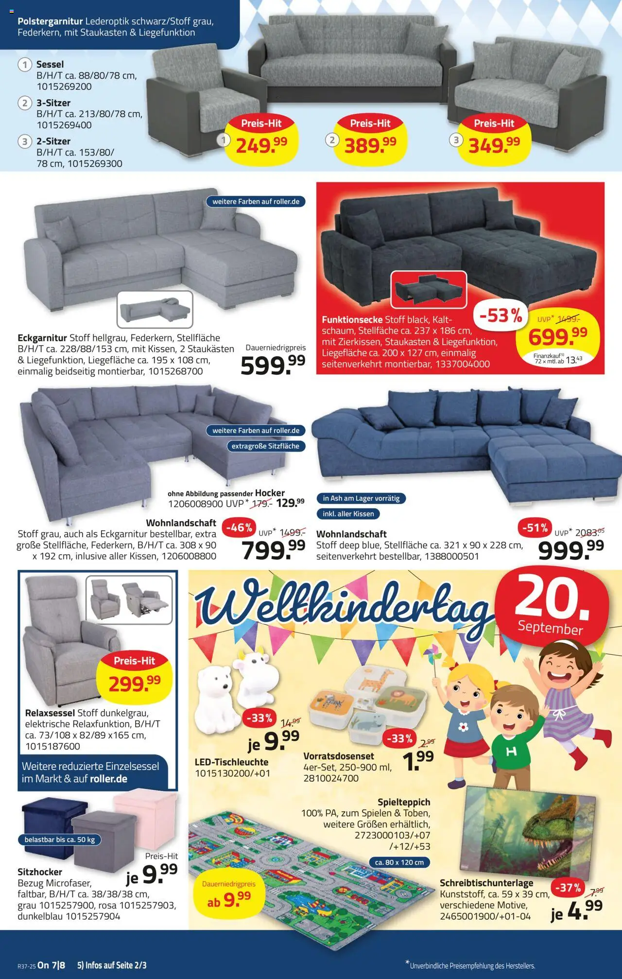 Roller Prospekt 	 – gültig ab 07.09.2025 | Seite: 14 | Produkte: Wohnlandschaft, Hocker, Relaxsessel, Kissen