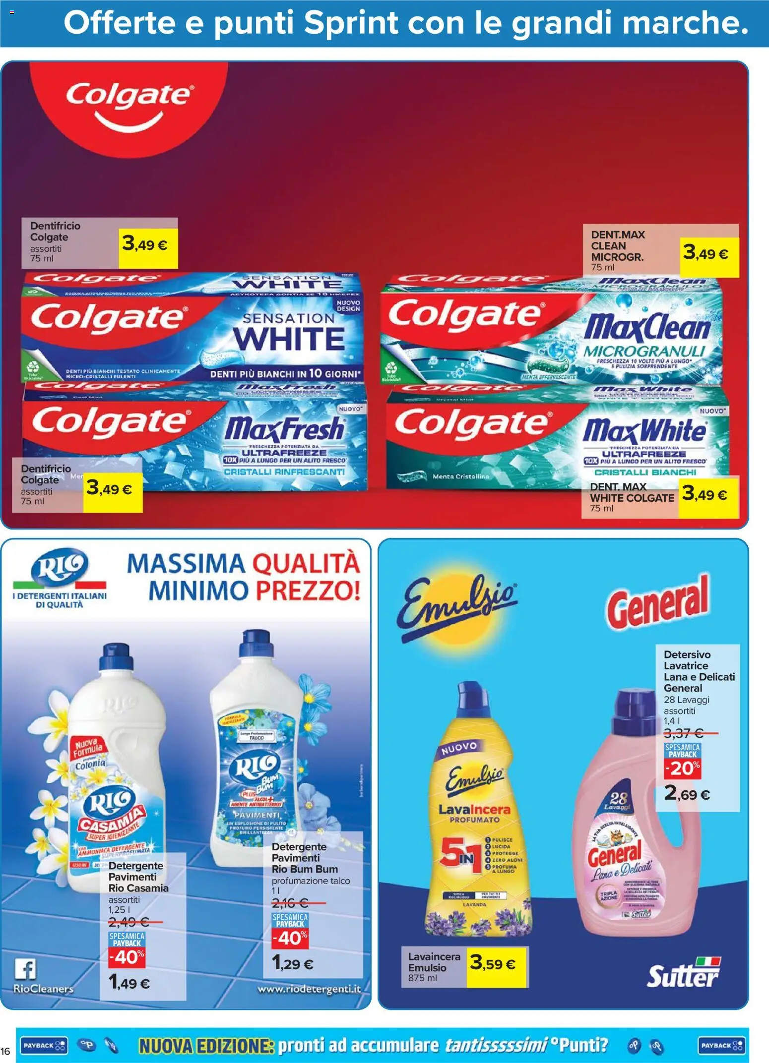 Volantino Carrefour del 02.01.2026 | Pagina: 16 | Prodotti: Dentifricio, Detergente, Talco, Lavatrice