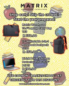 Matrix Warehouse specials catalogue – valid from 15.12.2025 | Page: 2 | Products: Notebook, Backpack, Bag