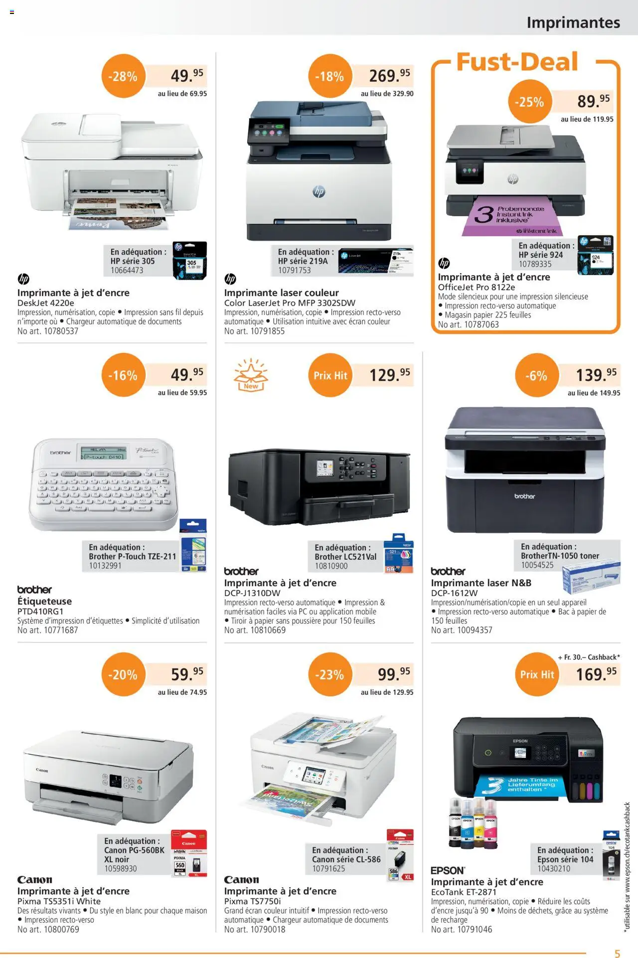 Fust Aktionen FR ab 28.07.2025 | Seite: 5 | Produkte: Pc, Toner, HP, Epson