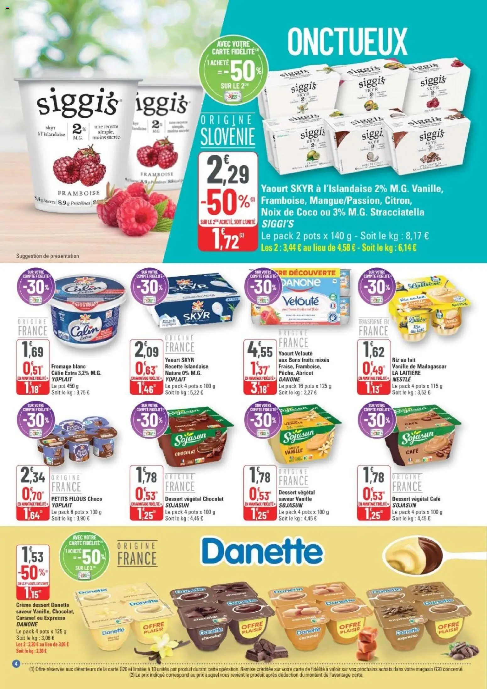 {H1} | Page: 4 | Produits: Noix de coco, Lait, Fromage, Riz