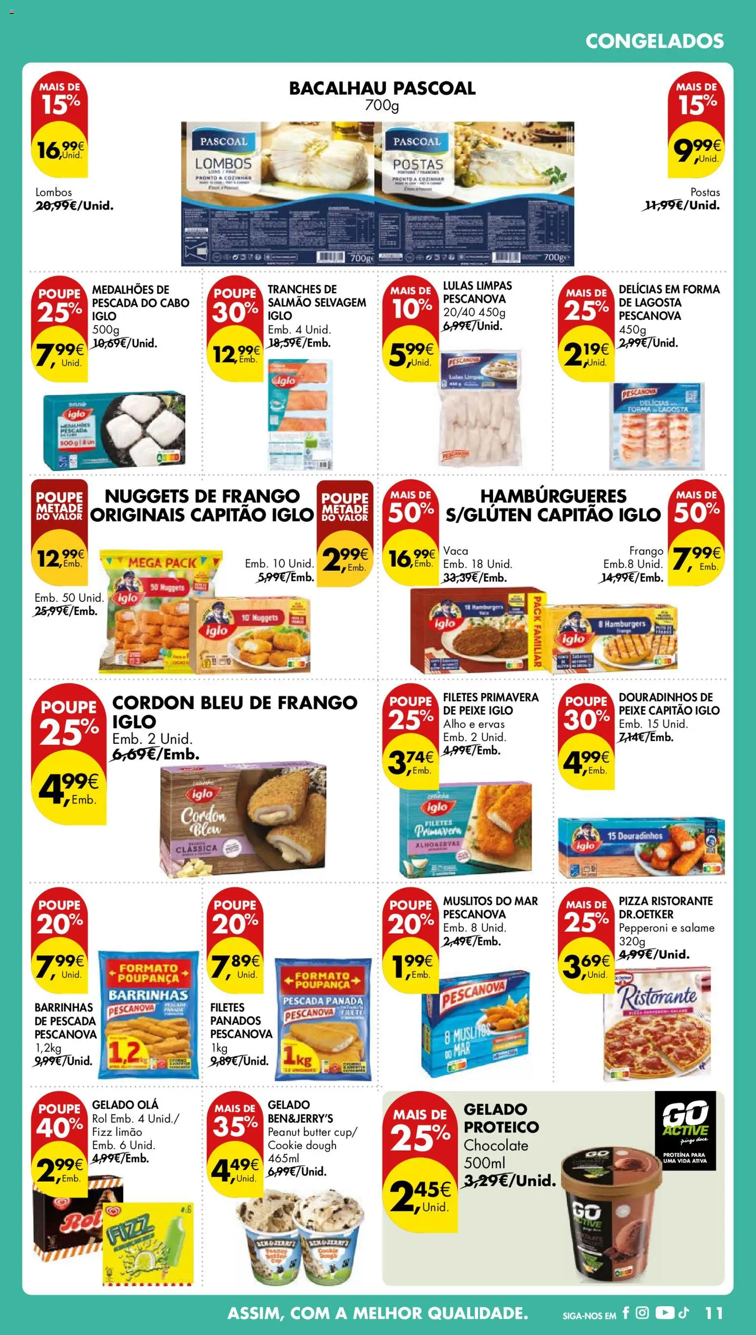 Pingo Doce folheto │ válido de 03.01.2026 | Página: 11 | Produtos: Nuggets de frango, Bacalhau, Salmão, Chocolate