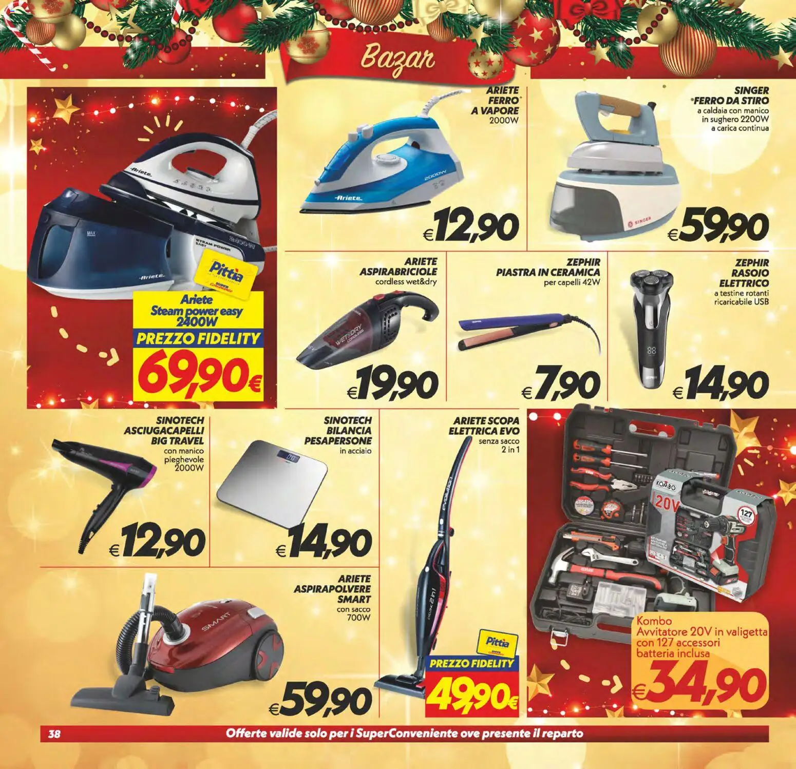 Volantino SuperConveniente del 16.12.2025 | Pagina: 38 | Prodotti: Rasoio, Caldaia, USB, Aspirapolvere