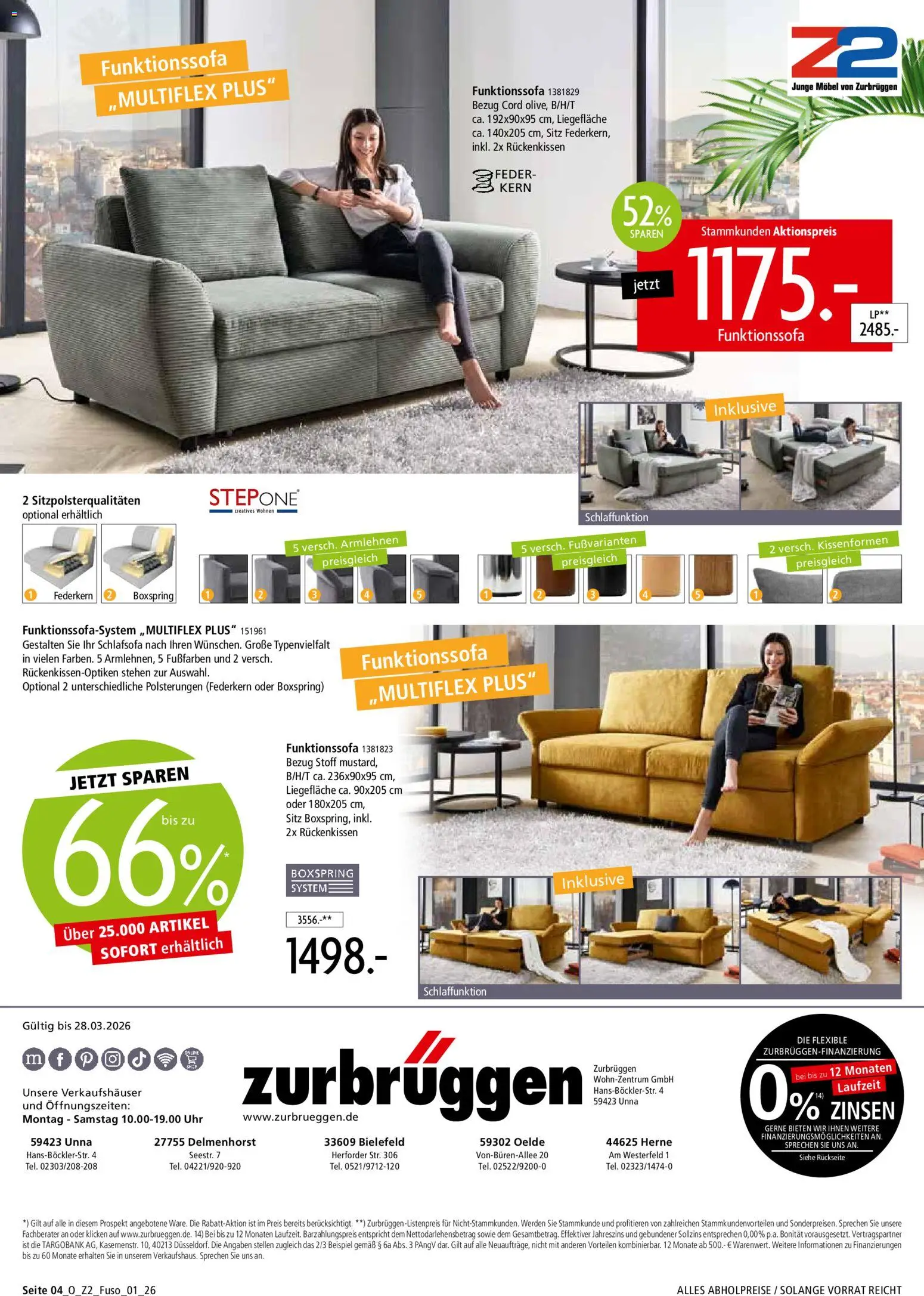 Zurbrüggen Funktionssofa Spezial – gültig ab 02.03.2026 | Seite: 4 | Produkte: Schlafsofa, Uhr