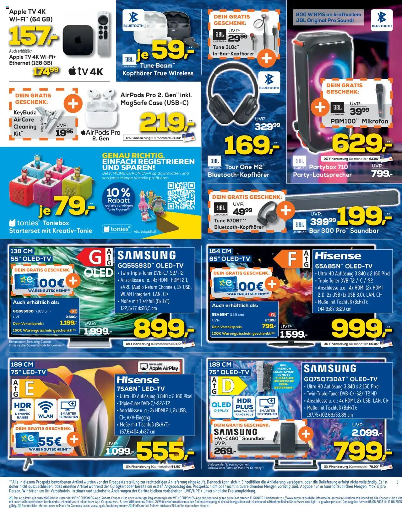 Euronics  Aktueller Prospekt - gültig ab dem 06.08.2025 | Seite: 5 | Produkte: USB, Samsung, Apple, Audio