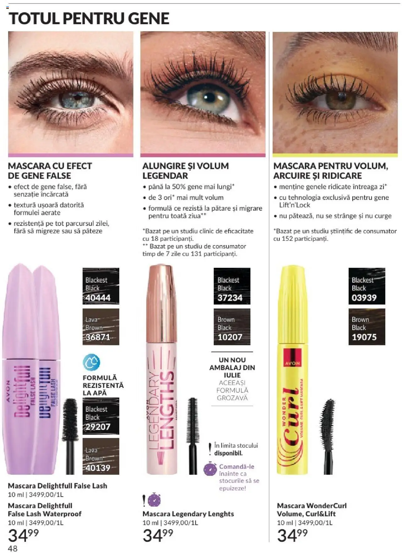 Catalog Avon - 06 2025 – valabil de la 01.06.2025 | Pagină: 48 | Produse: Mascara, Gene false, Apă