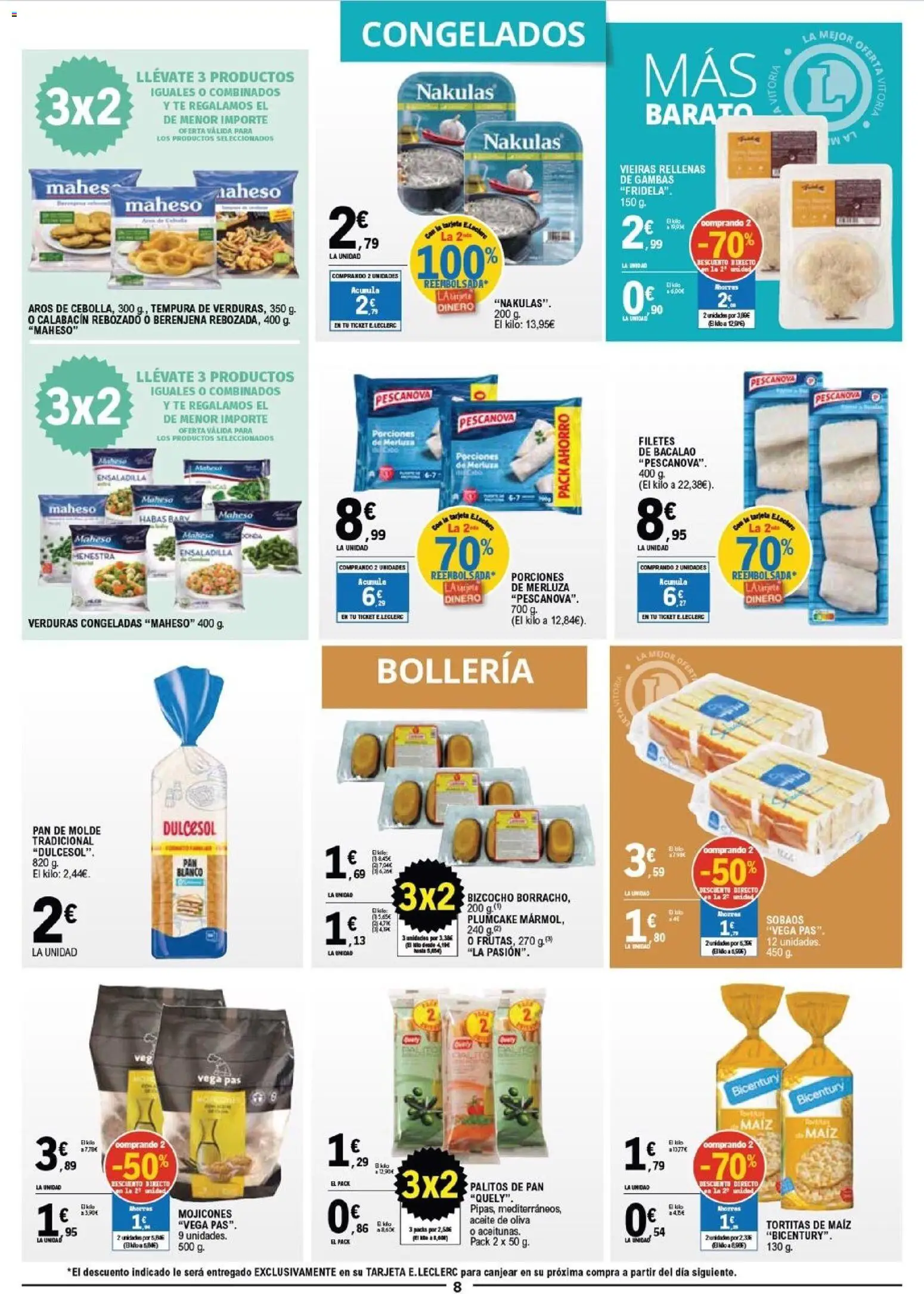 E.Leclerc folleto │ válido desde el 29.10.2025 | Página: 8 | Productos: Ensaladilla, Té, Pan de molde, Bizcocho