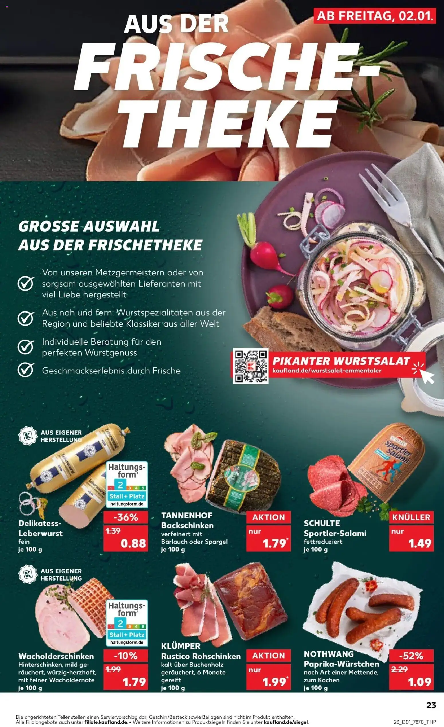 Kaufland prospekt Weingarten	 – gültig ab 02.01.2026 | Seite: 23 | Produkte: Theke, Spargel, Salami