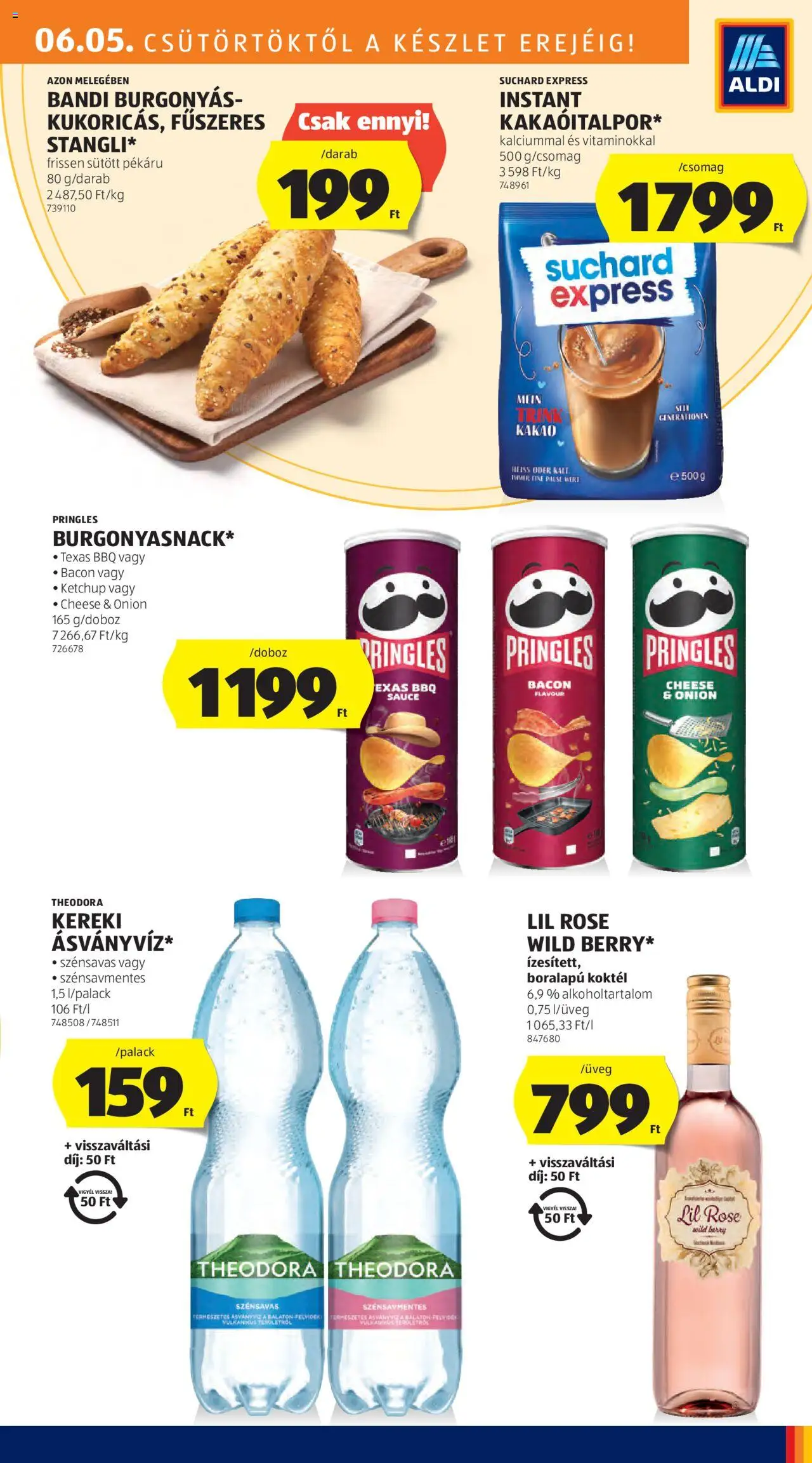 Aldi akciós ujság - amely érvényes a következő dátumtól: 05.06.2025 | Oldal: 19 | Termékek: Pringles, Bacon, Ásványvíz, Ketchup