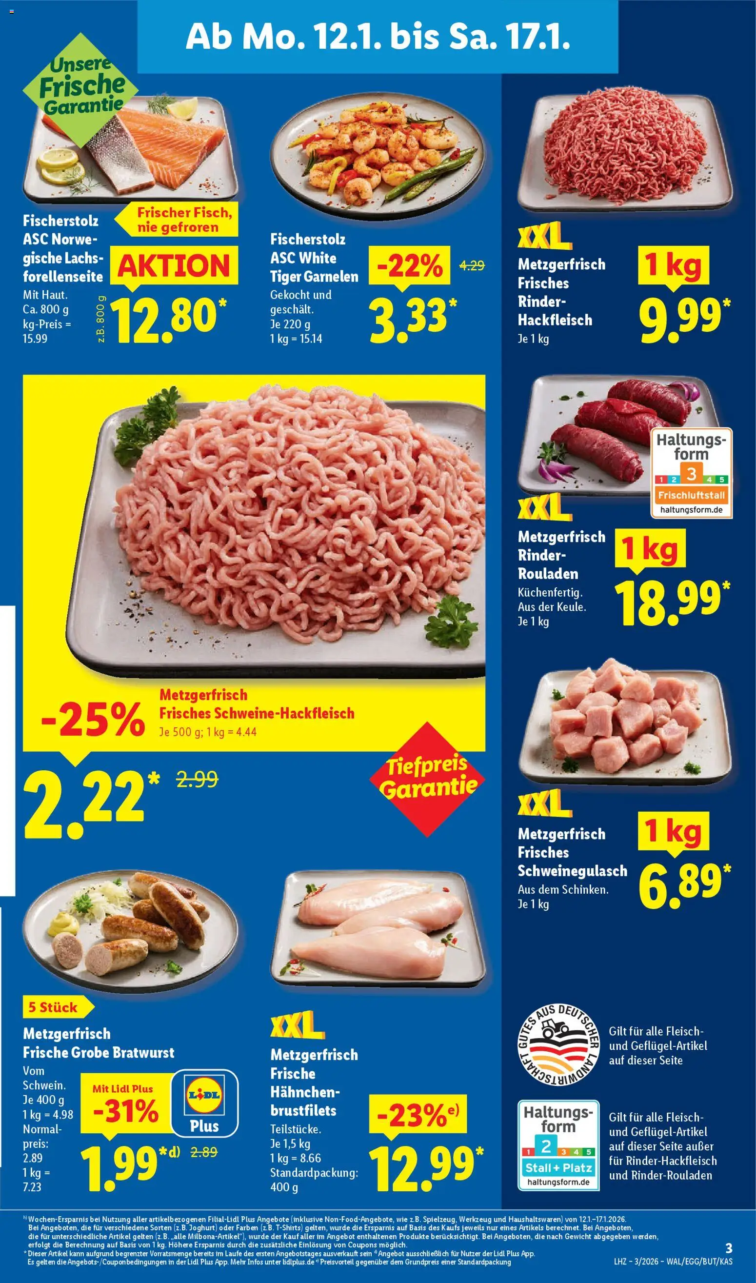 Lidl Prospekt Uffenheim – gültig ab 12.01.2026 | Seite: 13 | Produkte: Gewicht, Joghurt, Bratwurst, Lachs