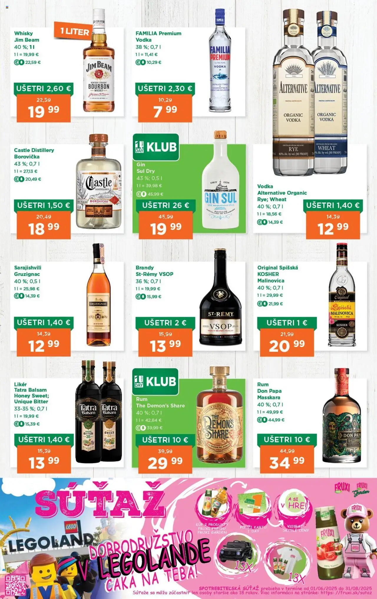 1day leták │ platný od 17.07.2025 | Strana: 2 | Produkty: Jim Beam, Gin, Vodka, Whisky
